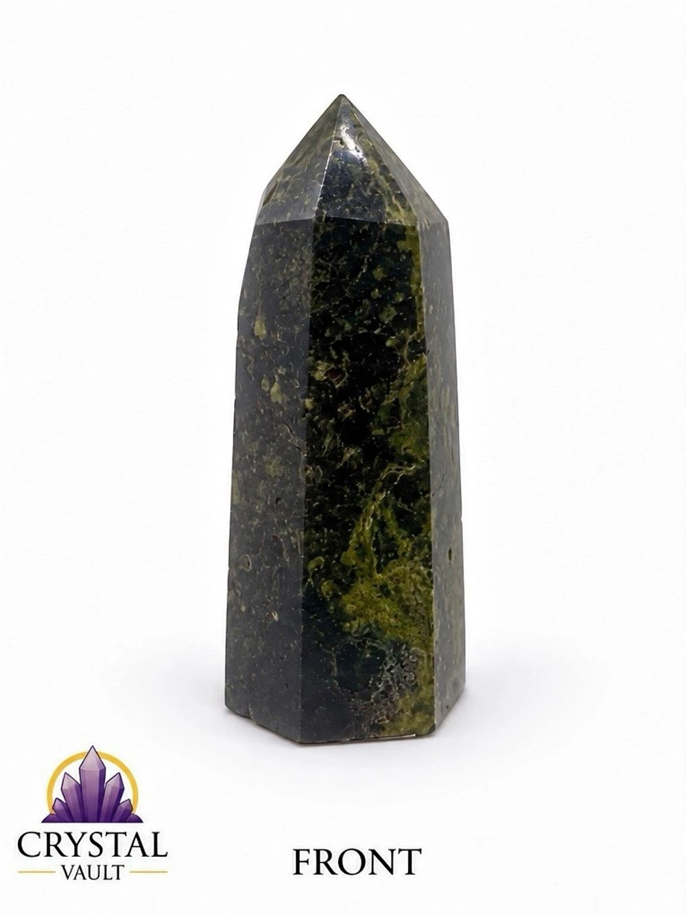 Dragon Blood Jasper Crystal Tower 2.25” Dark Green Polished Point 2.8 oz